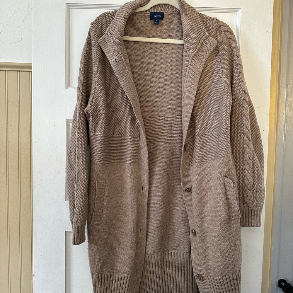 Facconable Luxury thick soft  Wool Cashmere Long Cardigan